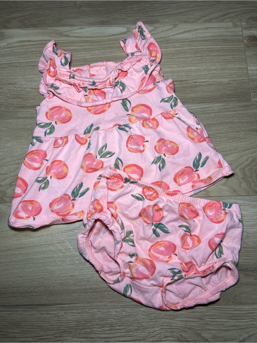 Carter's Peach Print Pink Two-Piece Dress and Bloomer Set